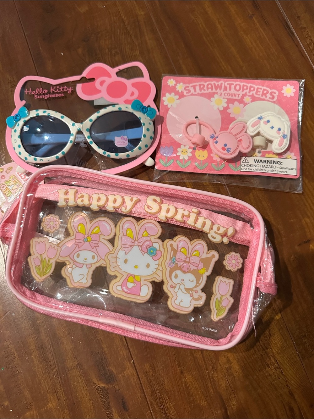 NWT Hello Kitty Kids Sunglasses Sanrio Blue Polka Dot w/ Bonus Accessories